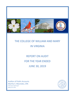 The College of William and Mary in Virginia Report on Audit for the Year