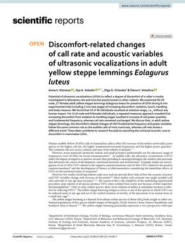 Discomfort-Related Changes of Call Rate and Acoustic Variables Of