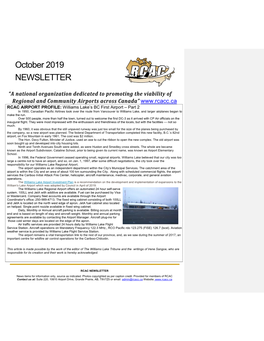 October 2019 NEWSLETTER