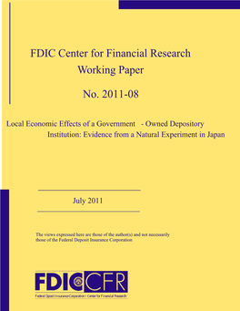 FDIC Center for Financial Research Working Paper No. 2011-08
