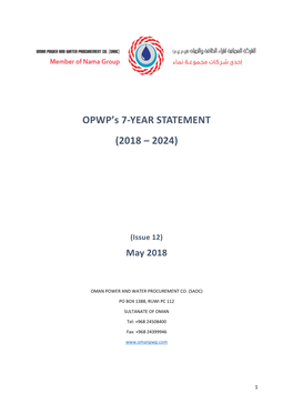 OPWP's 7-YEAR STATEMENT (2018 – 2024)