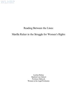 Marilla Ricker in the Struggle for Women's Rights