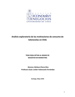 Análisis Exploratorio De Las Motivaciones De Consumo De Telenovelas En Chile