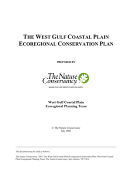West Gulf Coastal Plain Ecoregional Planning Team