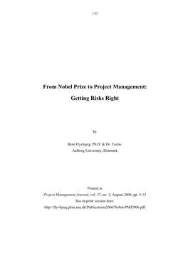 From Nobel Prize to Project Management: Getting Risks Right