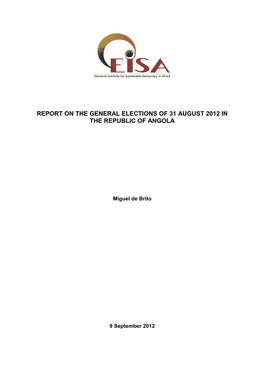 Report on 2012 Angola Elections for EISA