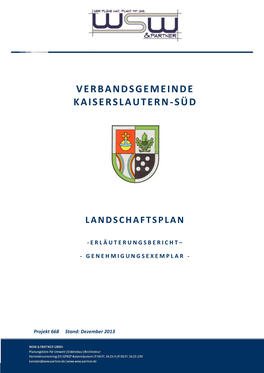 Verbandsgemeinde Kaiserslautern-Süd Erläuterungsbericht Seite 1