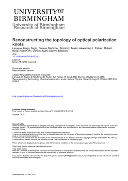 Reconstructing the Topology of Optical Polarization Knots
