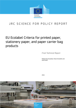EU Ecolabel Criteria for Printed Paper, Stationery Paper, and Paper Carrier Bag Products