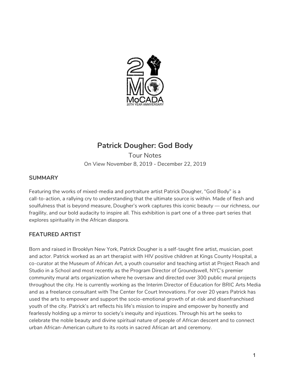 Patrick Dougher: God Body Tour Notes on View November 8, 2019 - December 22, 2019