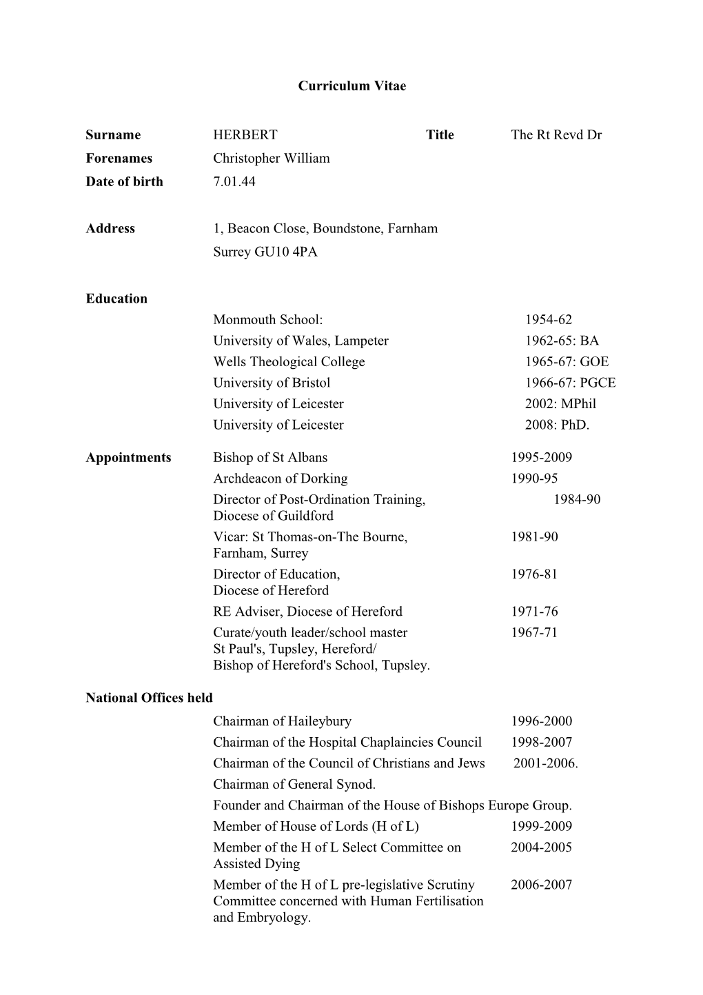 Curriculum Vitae s457