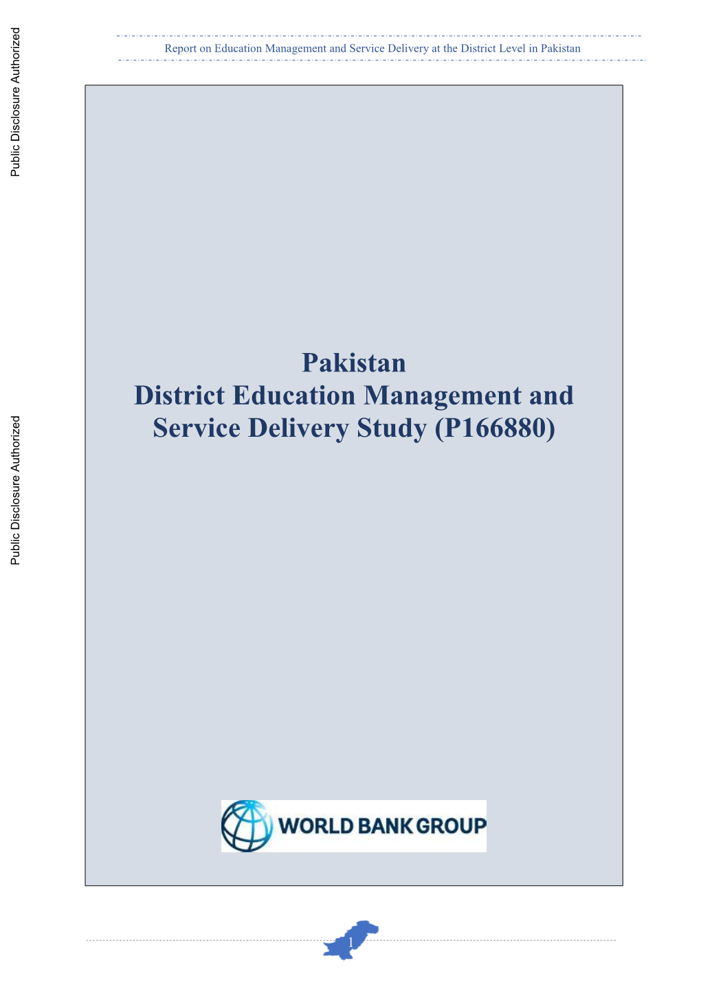Pakistan District Education Management and Service Delivery Study (P166880)