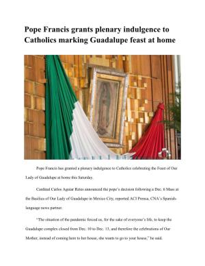 Pope Francis Grants Plenary Indulgence to Catholics Marking Guadalupe Feast at Home