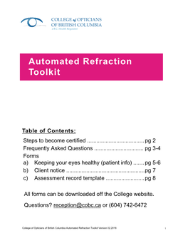 Automated Refraction Toolkit