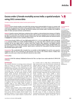 Excess Under-5 Female Mortality Across India: a Spatial Analysis Using 2011 Census Data