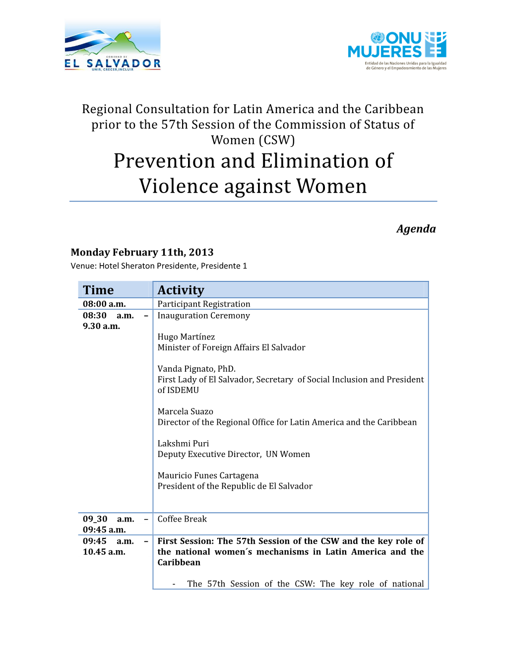 Prevention and Elimination of Violence Against Women