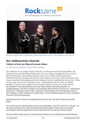 Der Einflussreiche Gitarrist Volbeat Zu Rock Am Ring Mit Neuem Album