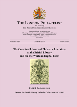 The Crawford Library of Philatelic Literature at the British Library and for the World in Digital Form