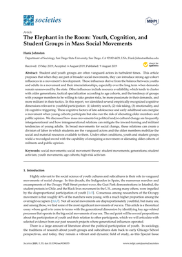 Youth, Cognition, and Student Groups in Mass Social Movements