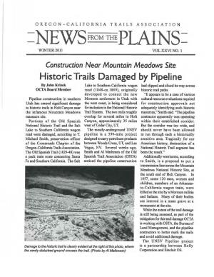 Historic Trails Damaged by Pipeline by John Krizek Lake to Southern California Wagon Had Clipped and Sliced Its Way Across OCTA Board Member Road (1848-Ca