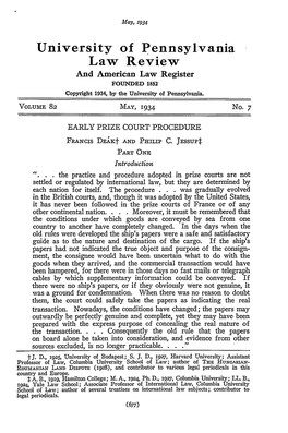 Early Prize Court Procedure