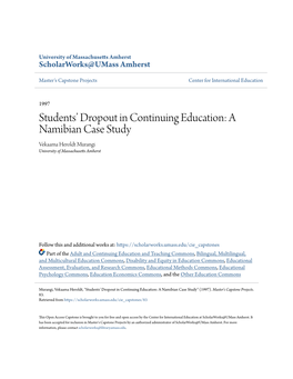 Students' Dropout in Continuing Education: a Namibian Case Study