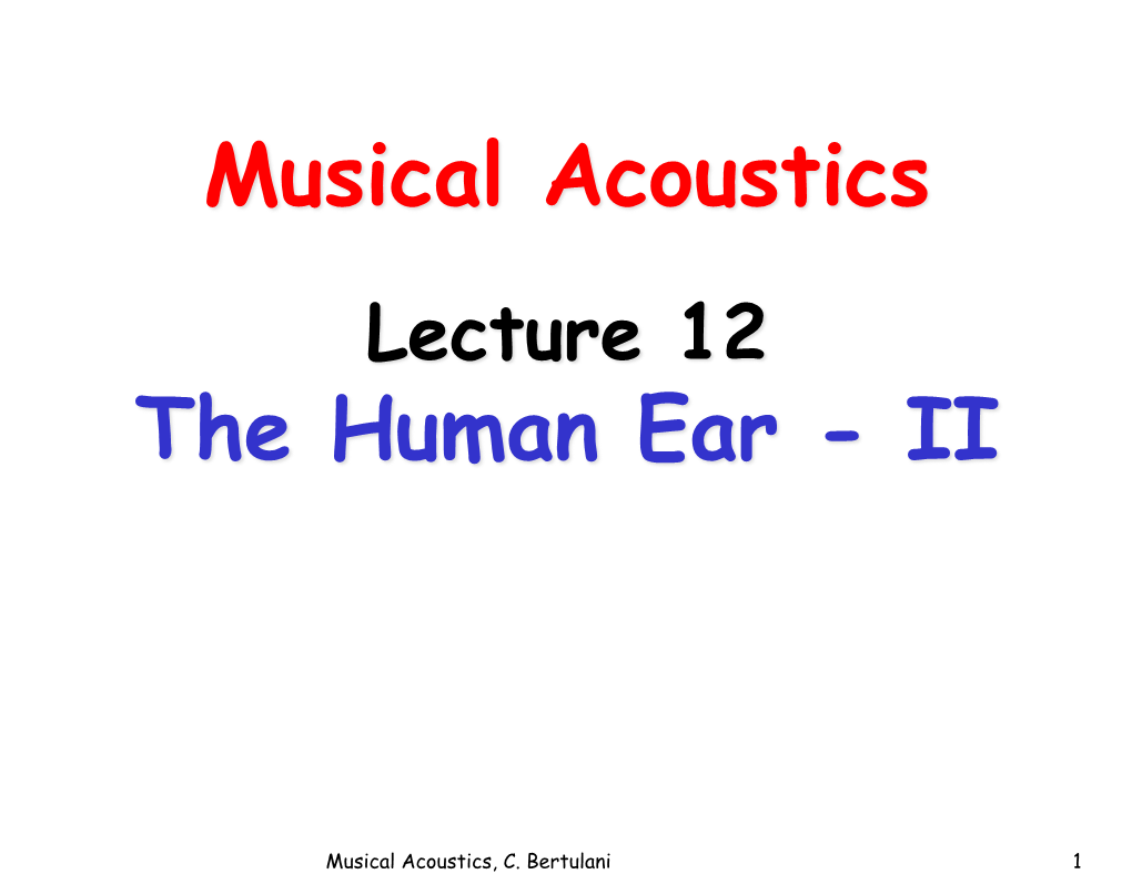 Musical Acoustics the Human