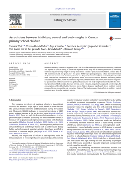 Associations Between Inhibitory Control and Body Weight in German Primary School Children