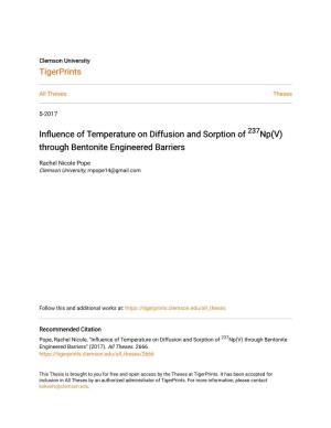 INFLUENCE of TEMPERATURE on DIFFUSION and SORPTION of 237Np(V) THROUGH BENTONITE ENGINEERED BARRIERS