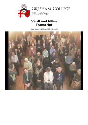 Verdi and Milan Transcript