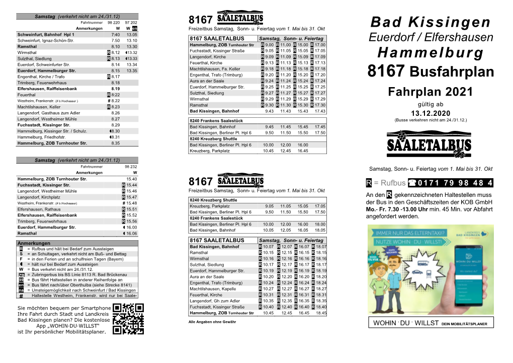 Bad Kissingen Hammelburg 8167 Busfahrplan