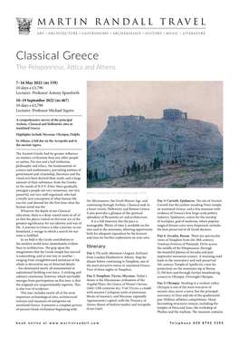 Classical Greece the Peloponnese, Attica and Athens