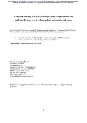 Computer Modeling of Whole-Cell Voltage-Clamp Analyses to Delineate Guidelines for Good Practice of Manual and Automated Patch-Clamp