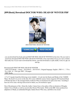 [899.Book] Download DOCTOR WHO: DEAD of WINTER PDF