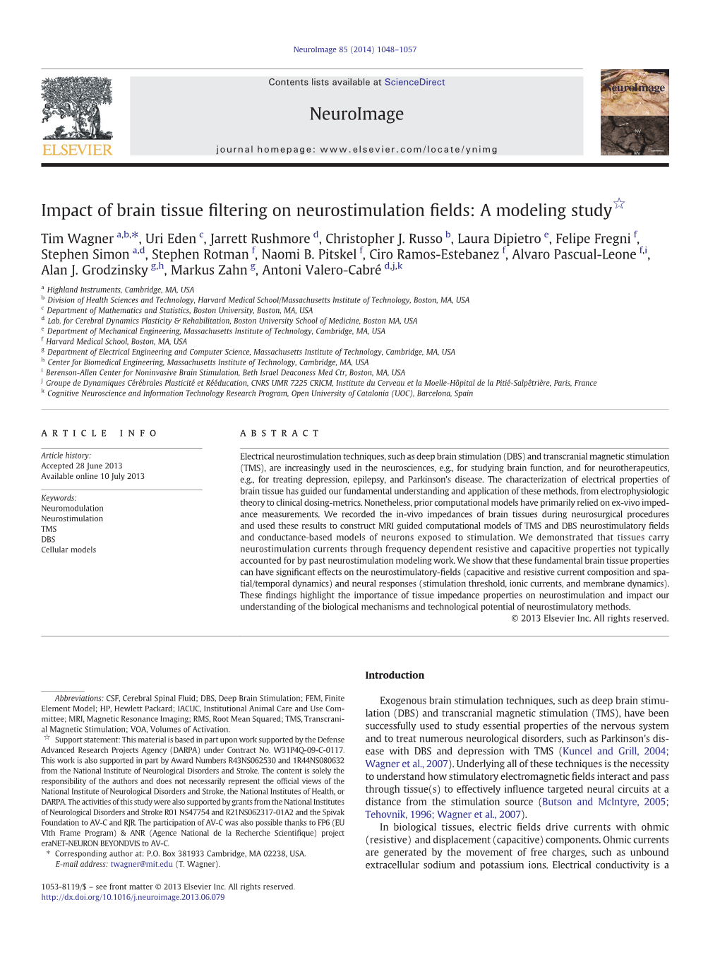 Impact of Brain Tissue Filtering on Neurostimulation Fields