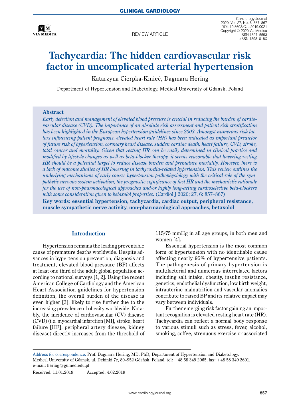 Tachycardia: the Hidden Cardiovascular Risk Factor In