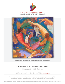 Christmas Eve Lessons and Carols Decemeber 24, 2020 | 7:30 Pm