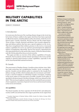 Military Capabilities in the Arctic, SIPRI Background Paper