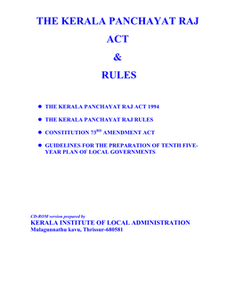 The Kerala Panchayat Raj Act & Rules