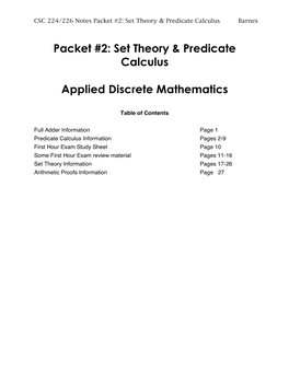Set Theory & Predicate Calculus Applied Discrete Mathematics
