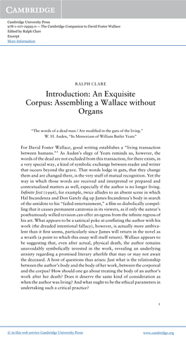 An Exquisite Corpus: Assembling a Wallace Without Organs