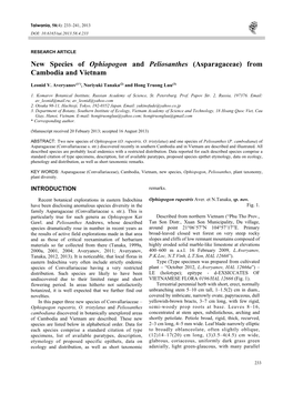 New Species of Ophiopogon and Peliosanthes (Asparagaceae) from Cambodia and Vietnam