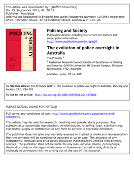 The Evolution of Police Oversight in Australia
