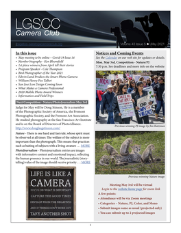 LGSCC Camera Club Losgatos–Saratogacameraclub.Org Volume 43 Issue 5 ► May 2021