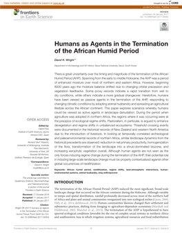 Humans As Agents in the Termination of the African Humid Period