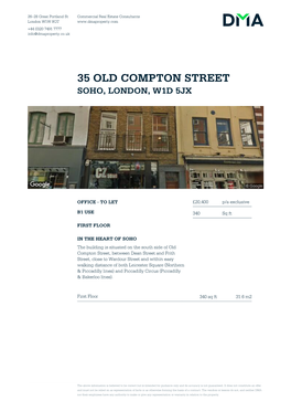 35 Old Compton Street Soho, London, W1d 5Jx