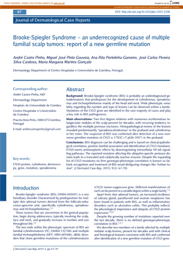 Brooke-Spiegler Syndrome – an Underrecognized Cause of Multiple Familial Scalp Tumors: Report of a New Germline Mutation