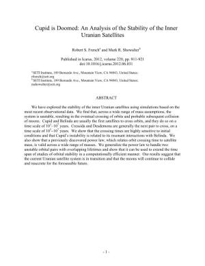 Cupid Is Doomed: an Analysis of the Stability of the Inner Uranian Satellites