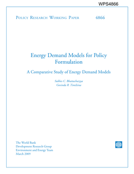 Energy Demand Models for Policy Formulation