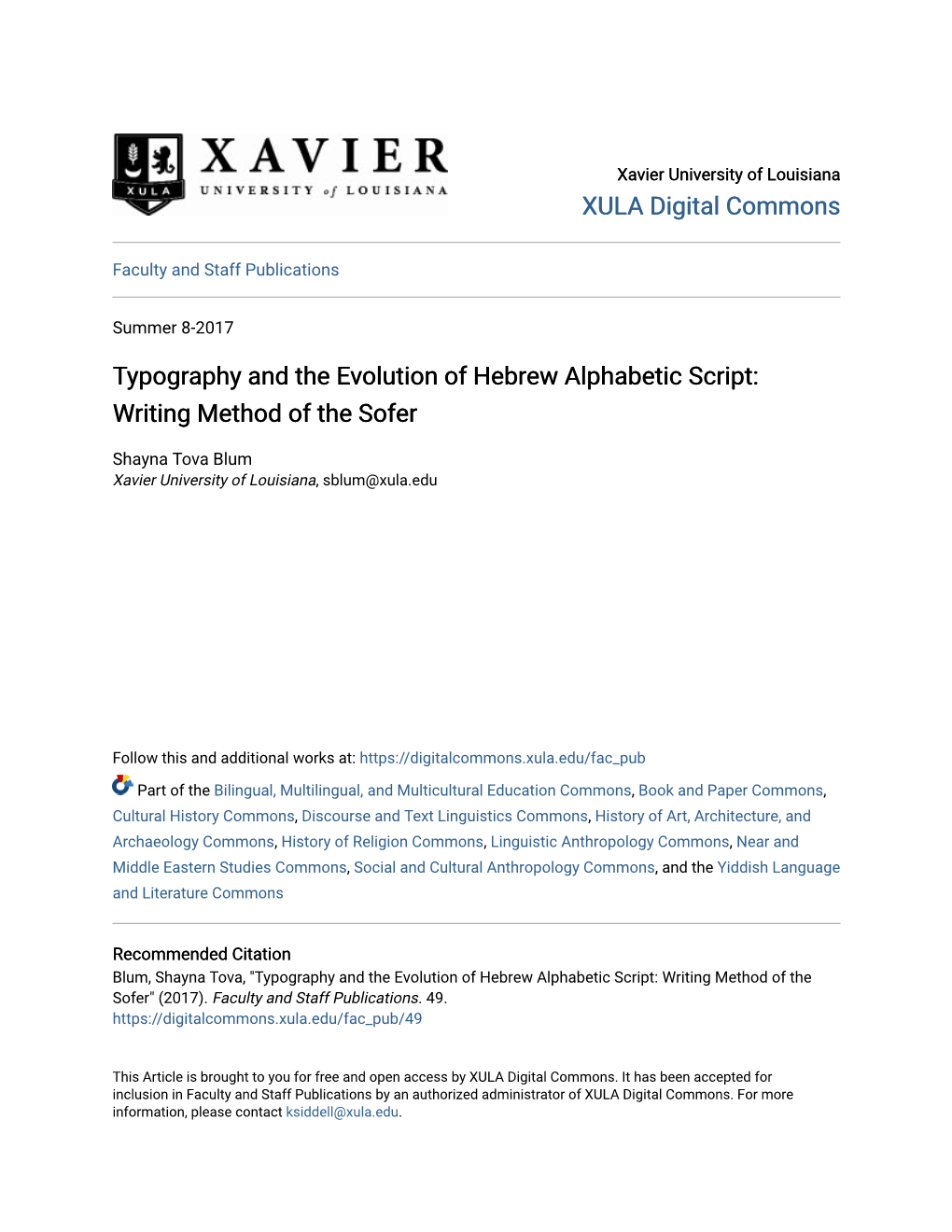 Typography and the Evolution of Hebrew Alphabetic Script: Writing Method of the Sofer